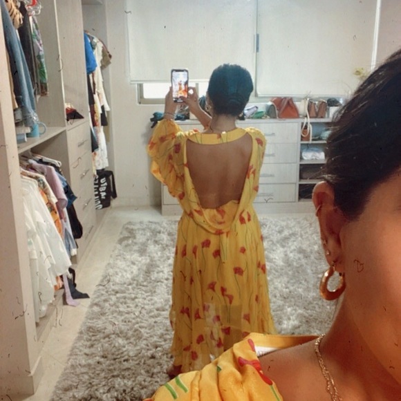 caroline constas Dresses & Skirts - Caroline Constas - Midi Yellow Floral Dress - NEW